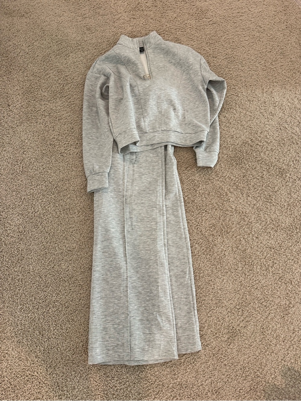 Women's Grey Two-Piece Knit Dress Set